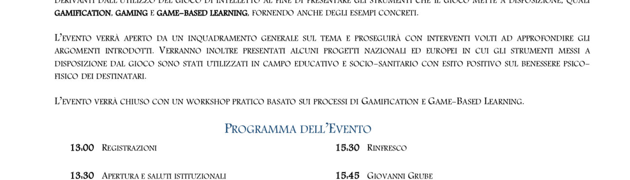 Gamification, Gaming e Game-Based Learning in contesti socio-sanitari ed educativi